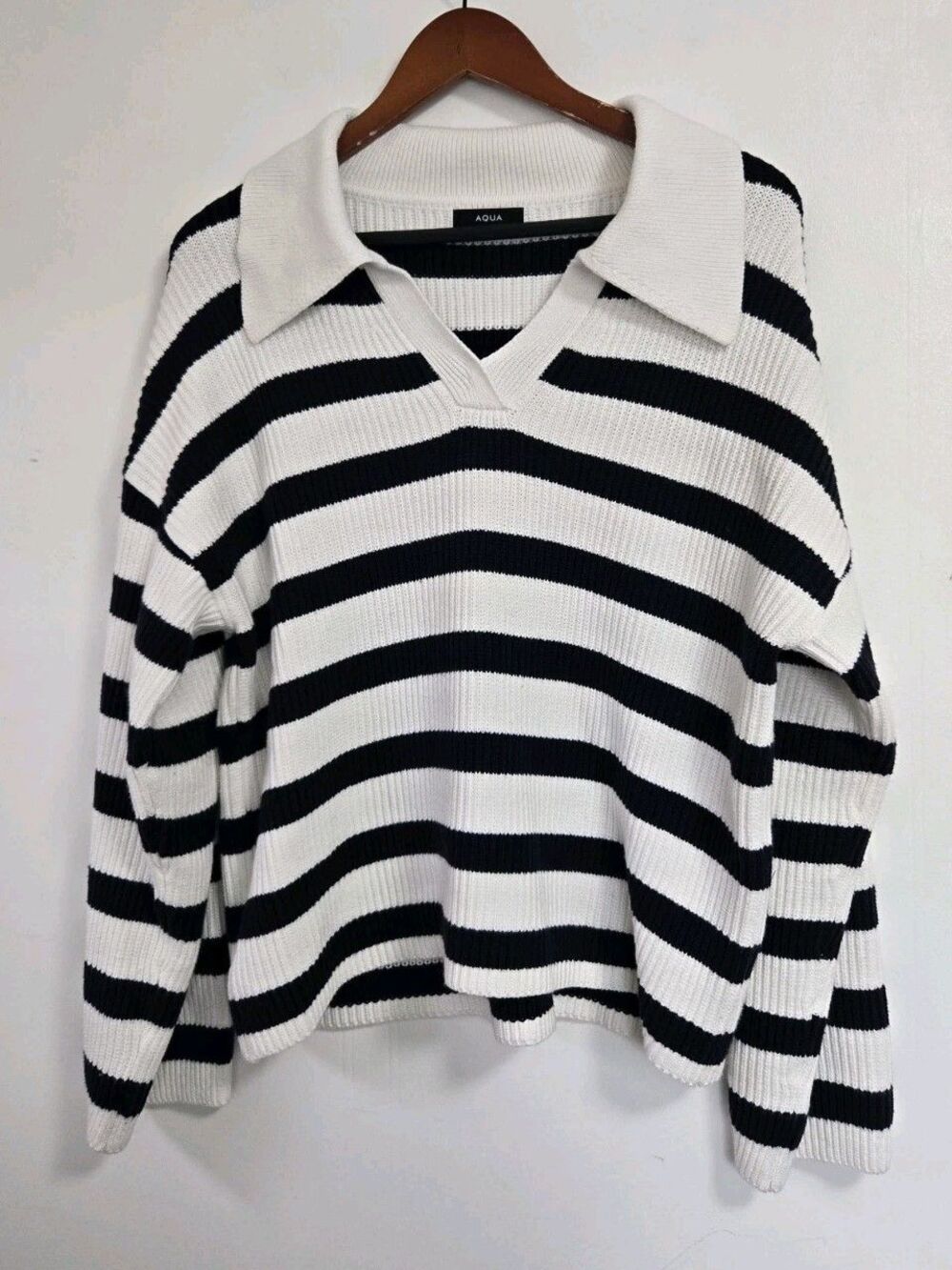 Aqua Sweater Womens XL Striped Cable Knit Ivy League Preppy Coastal Old Money